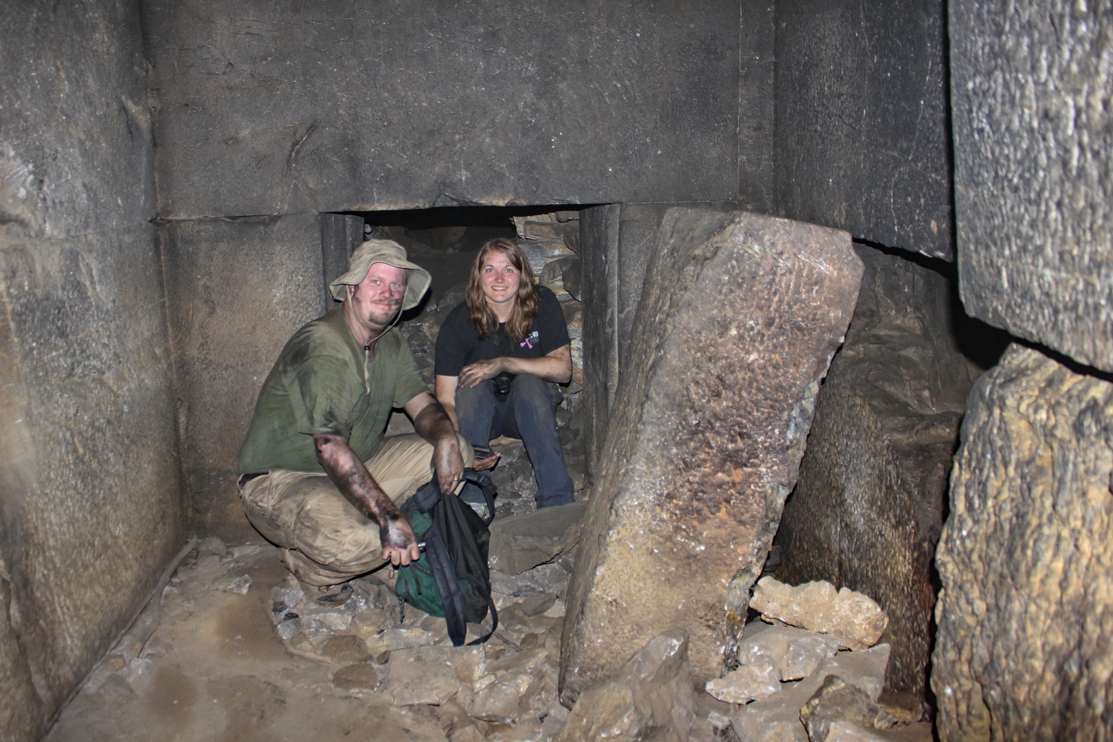 Shane and Stacey at the anteroom before the first burial chamber (photo © Daniel C Browning Jr)